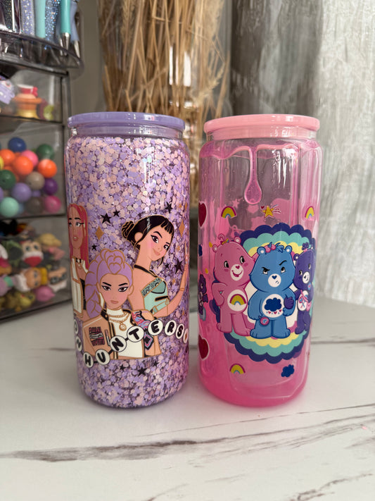 Glass 16oz Snowglobe Glitter or Drip